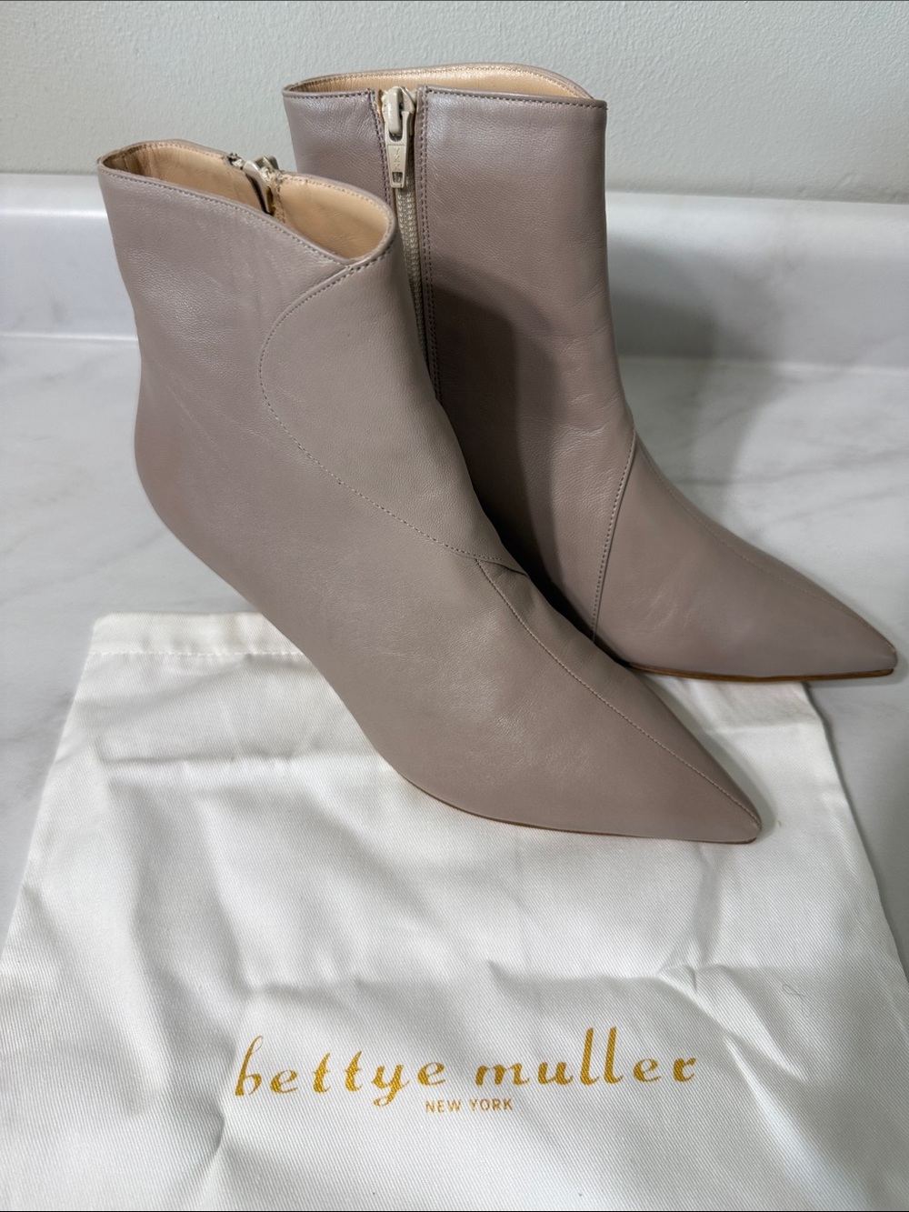 Leather Ankle Bootie with Kitten Heel